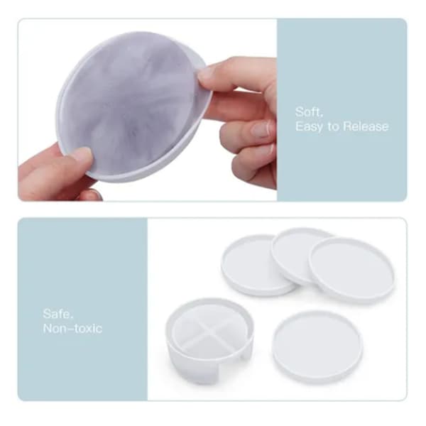 5 stk. Resin Coasterforme Blød Silikone Glatning Nem Frigivelse Coaster Silikoneforme til Håndværk DIY