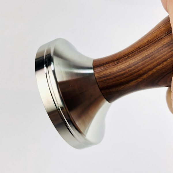 Premium Espresso-tamper i rustfritt stål med trehåndtak - 53 mm flat base