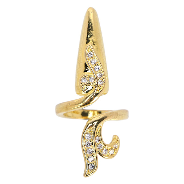 Kvinder Fingernegl Ringe Charmerende Rhinestones Negle Cover Ring til Negle Art DekorationGylden Halefinger