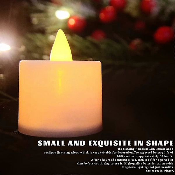 Jule LED Lys, 24 stk. Flammeløse LED Lys, Batteridrevne Elektriske Lys, LED Fyrfadslys, Blinkende LED Lys, til Jul, Halloween
