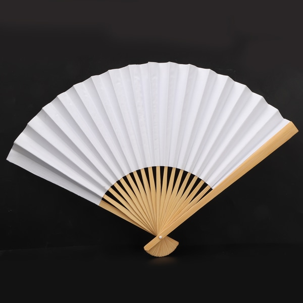 Hvitt DIY Paper Tre Folding Fan Kalligrafi Maleri Tegning Fans Dekor Gift