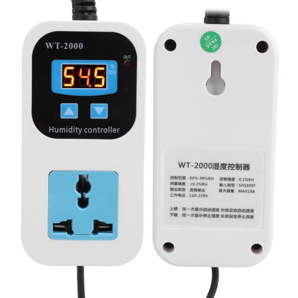 Digital fugtighedsregulator befugtning affugtning switch stik 0%~99%RH WT2000 110220V (EU-stik)