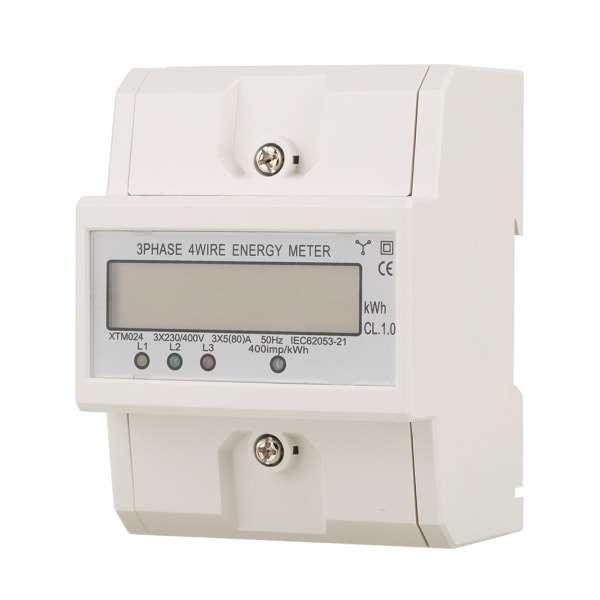 1 st 3 x 220V Digital 3-fas 4-tråds 4P DIN-skena Elektrisk mätare Elektronisk (5(30)A )