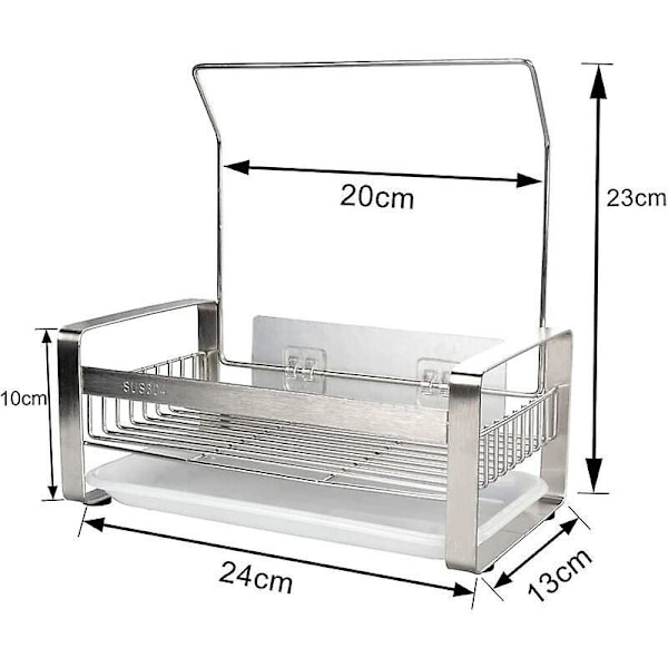 Diskho Svamphållare, Självhäftande Rostfritt Stål Diskho Svampförvaring & Bänkskiva, Organizer för Diskborste Disktrasor Handduk-Silver, 24*14.