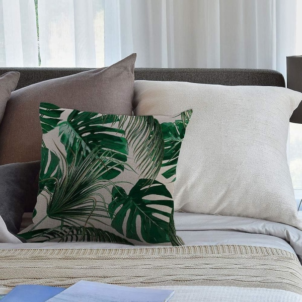 Palmeblad putetrekk: tropiske putetrekk for hjemmeinnredning i soverom, stue og bil - 45 x 45 cm