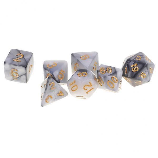 3 x 7 kappaletta monitahoisia noppia Dungeons and Dragons RPG -lautapeliin, harmaa valkoinen