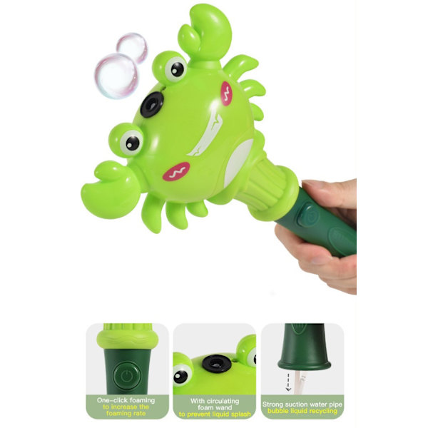 Bubbelpistol Cartoon Crab Musikalisk Bubbelblåsare med Ljus Handhållen Automatisk Bubbelmaskin Festgåvor Presenter till Barn Flickor Pojkar