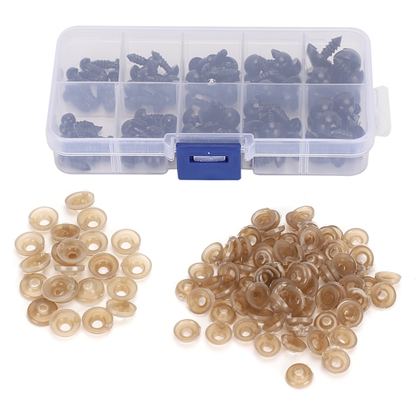 100 st DIY dockögon helt svarta handgjorda material hantverk pedagogiska leksaksparts plast 6-12 mm