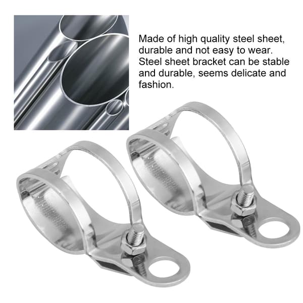 2st Motorcykel Blinkersfäste Passar 30-45mm Framgaffel Scooter (Silver)
