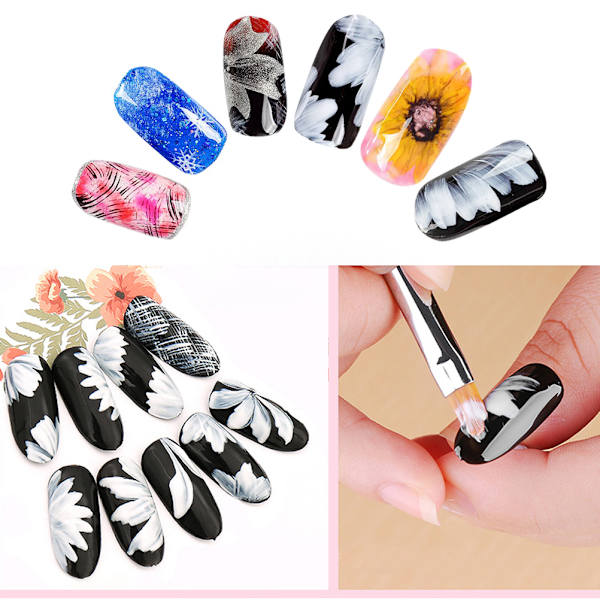 8 st/set Nagelkonstborste Gel UV Nagellackning Blomritning Penna Nagelkonstverktyg
