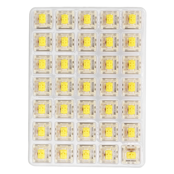 35 st G Yellow Pro-brytare för tangentbord, förlubrifierade, 3-stift, RGB SMD, linjära enkelspiralfjäderbrytare för mekaniskt tangentbord
