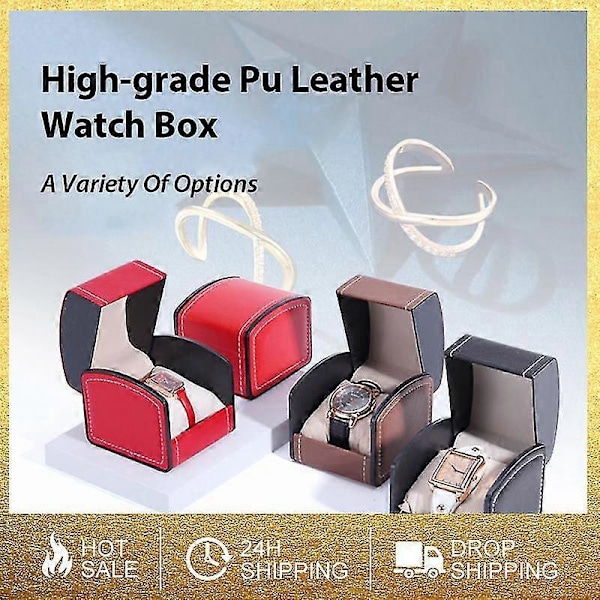 Lyxig Klockbox PU Läder Armbandsur Förvaringsfodral med Flip-lock -GSL B01