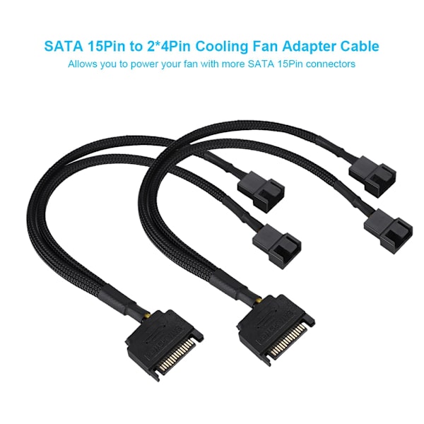 SATA 15Pin - 2*4Pin jäähdytystuulettimen power 2-tie muunnin 22AWG-kaapeli