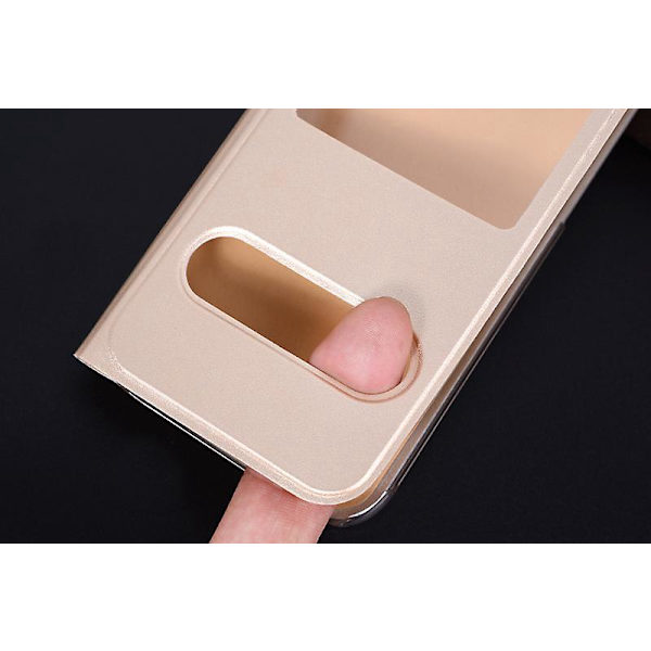 Stødsikker TPU PU Læder Wallet Case Cover med Kickstand og Kortlommer - Guld Farve (2 stk)