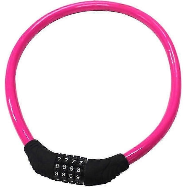 Säkerhets Cykellås 4-siffrigt Återställbart Kombinationskabellås för Cykel, 0,6 meter x 1,27 cm, Pink_SZXM