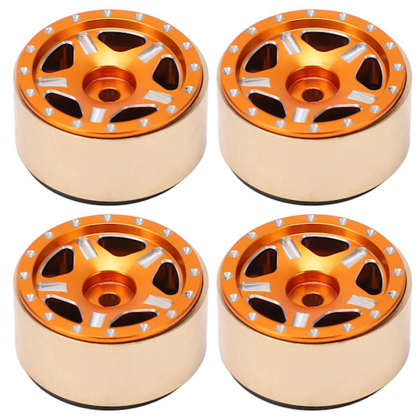4 st RC Bead Lock-nav för Axial SCX24 1/24 Orange i aluminiumlegering och mässing
