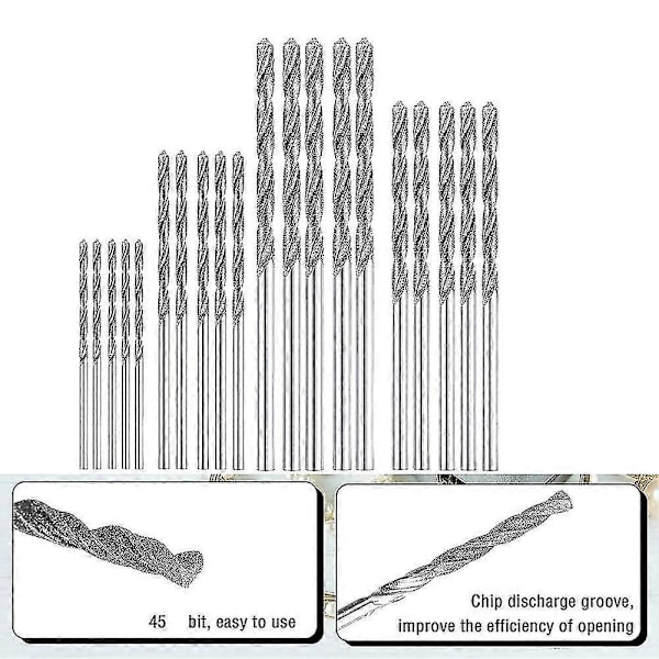 Diamantborrsats 20 Delar 4 Storlekar 1mm 1.5mm 2mm 2.5mm Twist Tip Smycken Strand Havsglas Snäckor Ädelstenar Slipning