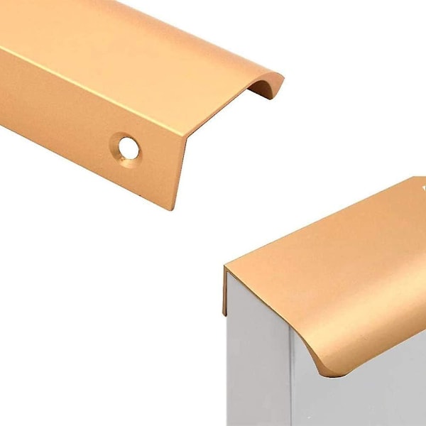 Aluminium Skjult Håndtag, Sæt med 4 Aluminium Legering Usynlige Møbelhåndtag til Køkkenskabe, Stue (200x40mm) (Guld)