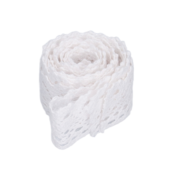 Spetsband DIY Bomulls Nät 2,5 cm Bredd 20 Yards Utsökt Spets Trim för Gardin Kläder Bordsduk Present Dekoration Vit