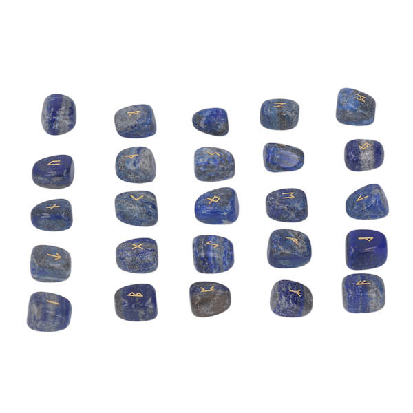 25 st naturliga runstenar graverade äldre runalfabet fredligt sinne bokstäver kristall för spådom meditation lapis lazuli