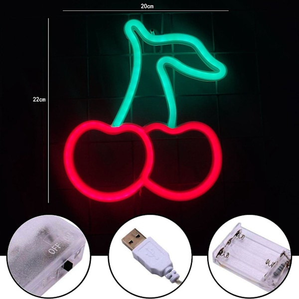 Kirsebær Neon Lys til Soveværelse Neon Skilte Rød Grøn Led Neon Vægskilt Frugt Neon Lampe Skilt