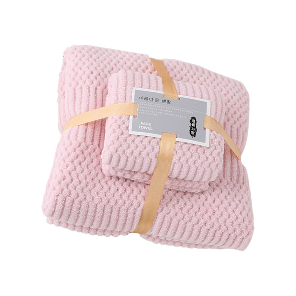 Badlakanset i korallfleece, snabb torkning, hög absorption, mjuk och bekväm för daglig användning, rosa