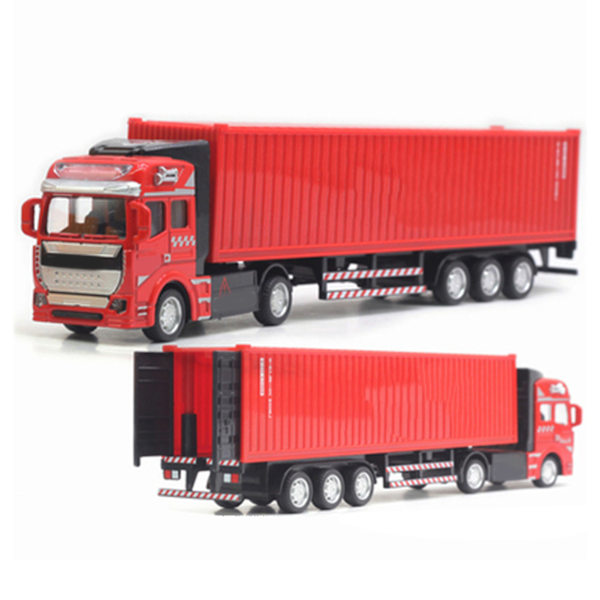 Dragbil med containerleksak, hög simulering, plastlegering, containerbilmodell för pojkar, flickor, barn, present, röd