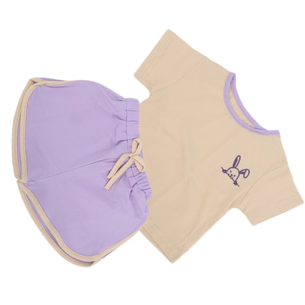 Baby Girls Sommertøj Sæt Piger Outfits Bomuld T‑Shirt Shorts Casual Tøj Sæt Lilla 66cm / 25.98in