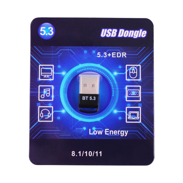 USB Bluetooth Adapter Delayless Guldpläterad Plug 5.3 Bluetooth Dongle Transmitter Receiver för Windows 8.1 10 11 PC