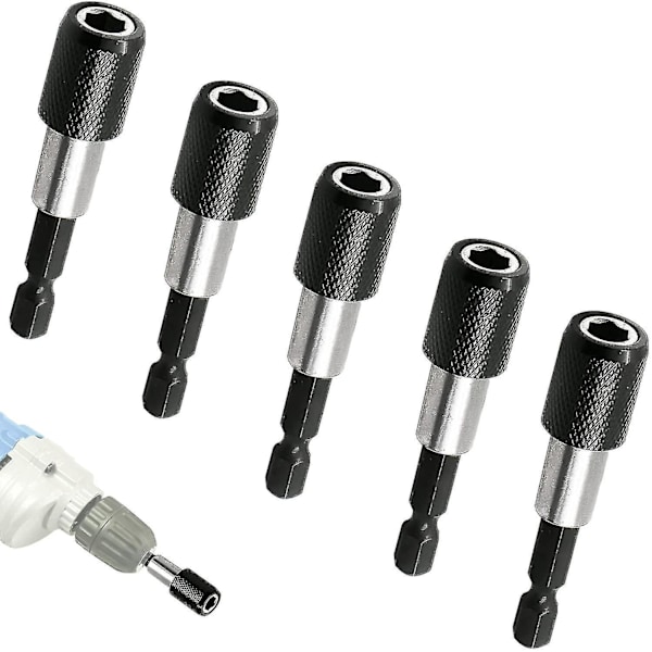 5 stk. Magnetisk Bitsholder, 1/4 tomme 60 mm Slagskruetrækker Bitsholder, Til Gipsvæg og Hurtigmonteringsskruer i Gipsplader