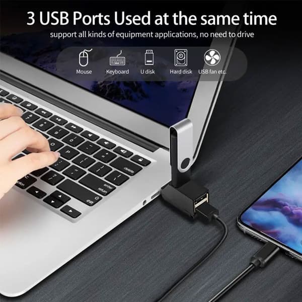 Dobbeltport USB 3.0 udvidelsesstation til bærbare computere, multifunktionel hub med tilslutningsadapter
