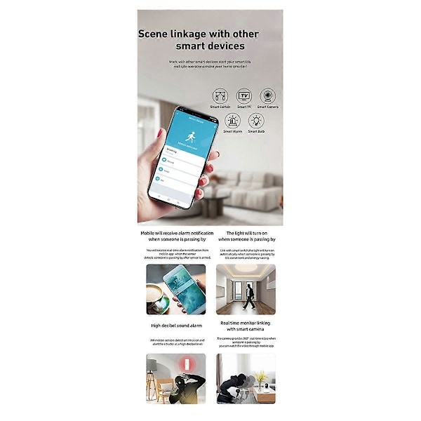 Tuya Wifi Infrarød Sensor Alarm for Menneskekroppen - Tyverialarm