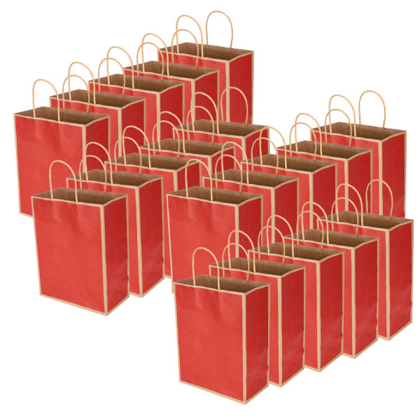 20 stk Kraftpapirpose Gjenbrukbar miljøvennlig pose for klesgaver 21 x 11 x 27,5 cm (mørk rød)