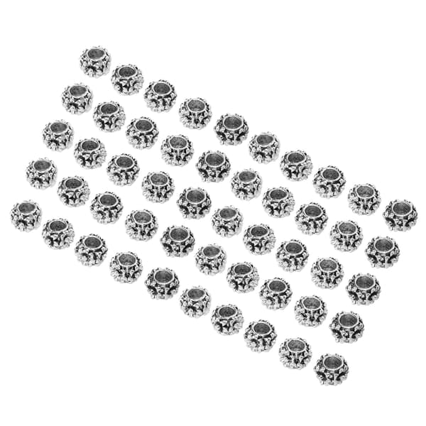 50 st multifunktionella skäggpärlor i legering, hårpärlor, rörpärlor, armband, halsbandstillbehör