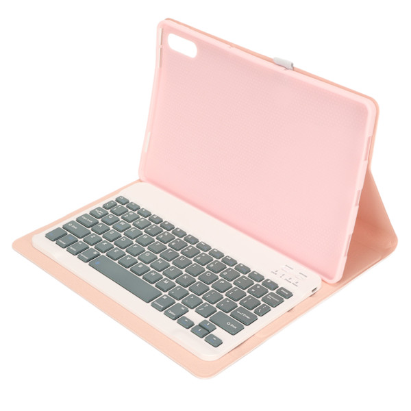 Mini trådlöst tangentbord 11,5 tum tyst skrivande vattentätt ultratunt bärbart tangentbord med läderfodral för Xiaoxin Pad Pro5 rosa