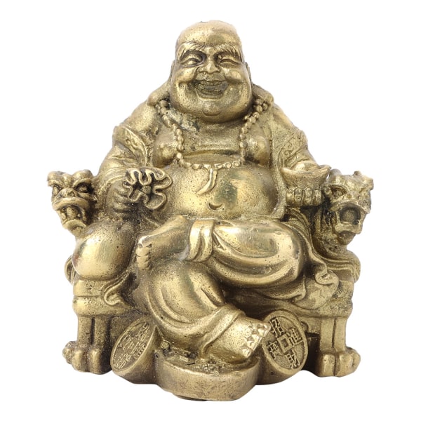 Puhdasta messinkiä hymyilevä Maitreya Buddha Geomantic Collection, vaurauden ja onnen symboli