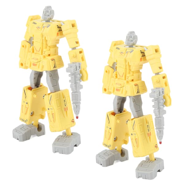 2 stk. deformationsrobotlegetøj deformationsrobotpen adskillelig studenterstudiepapir gul