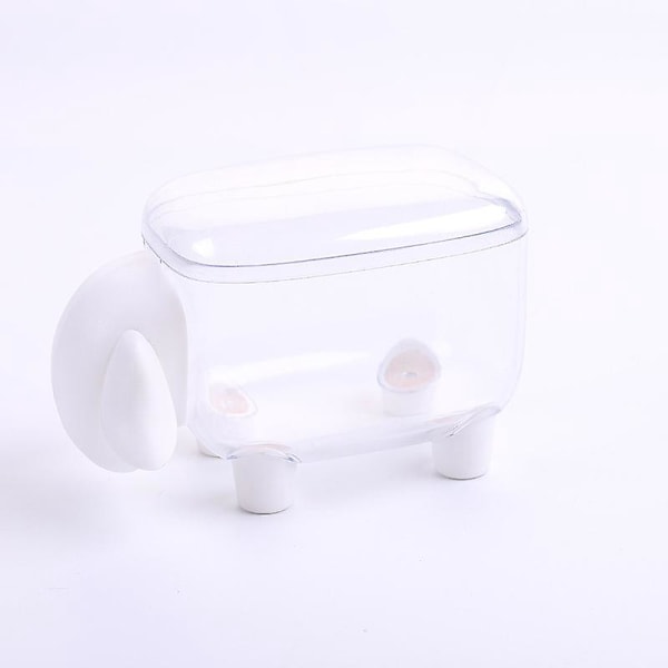 Elephant Toothpick and Cotton Swab Holder with Lid - White