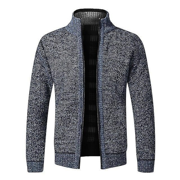 Cozy Blå Lynlås Fleece Cardigan til Mænd XXL