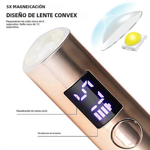 LIMEGIRL Bærbar UV LED Neglelampe Mini med LED Display Genopladelig Manicure Tørrer til Neglepudder Blanco