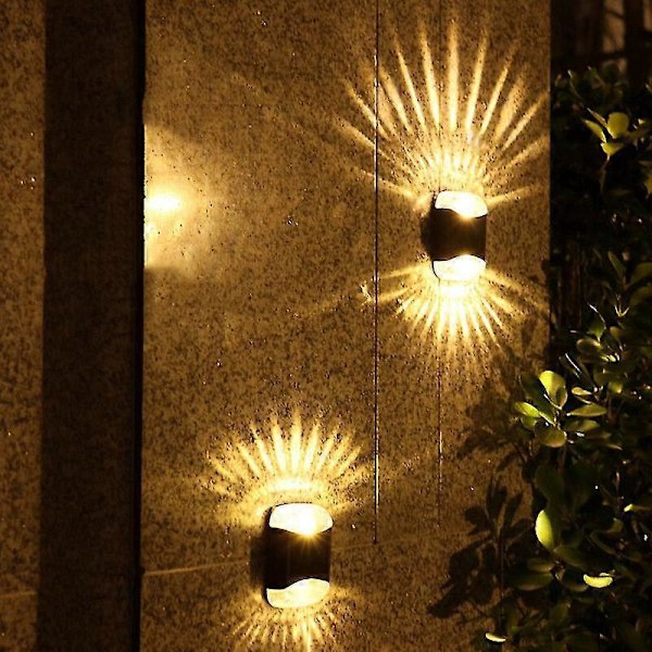 4 stk. LED Solar Væglampe Vandtæt Udendørs Have Væglampe Solcellelampe Op og Ned Lysende Gårdhave Veranda Balkon Dekoration - 4 stk. -DGJR