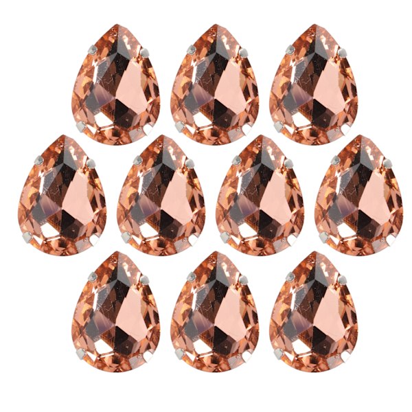 10 st sy på strass kristaller glänsande knappar dekoration för DIY hantverk kläder skor väskor (0,71 x 0,75 tum rosa droppformad)