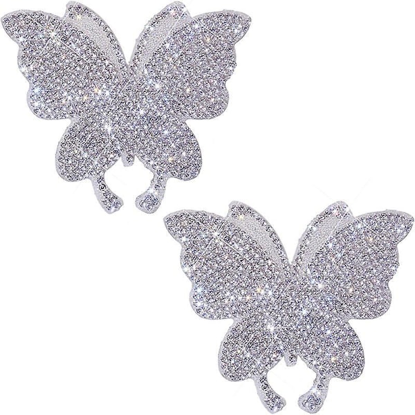 Kristallfjärilsdekaler till bil - Set om 4 | Bling Rhinestone Dekaler för Bilstötfångare, Fönster, Bärbara Datorer