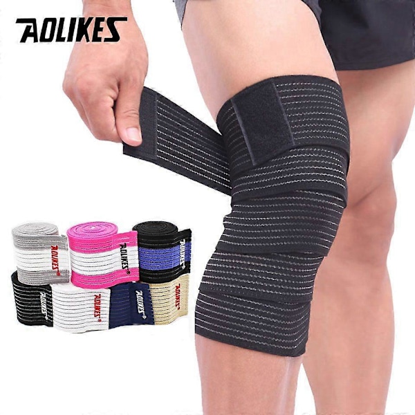 AOLIKES 1 STK Elastisk Sports Knæstøtte Tape Skruebeskytter Kompression til Ankel Ben Håndled Høj Elastisk Nylon Wrap PinkmedHvid 180cm