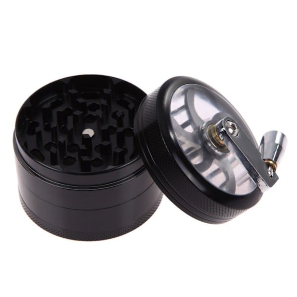Mini 40mm 4-lagers handvev kvarn i metall zinklegering kryddkvarn med handtag svart
