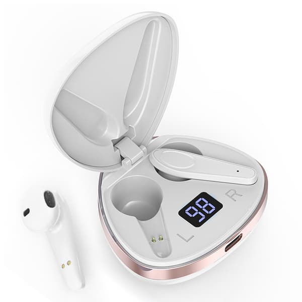 TWS Trådløst Bluetooth Headset Stereo Sportsøretelefon Touch Control Trådløst Headset Perlehvid