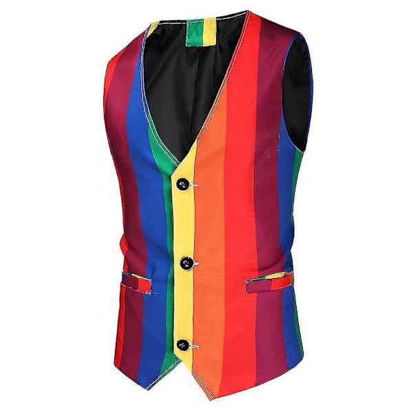 Regnbågsrandig väst för män, slim fit, 2XL
