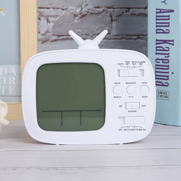 Smart väckarklocka Multifunktionell LED Digital Display 12/24 Timmars Växling Hushåll Sovrum Tillbehör Vit