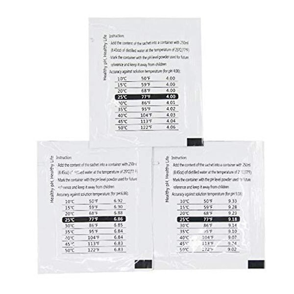15 Pak PH Meter Buffer Opløsning Pulver 6.86/4.00/9.18, PH Kalibrerings Opløsning Pakker kompatible med Præcis PH Meter-B5