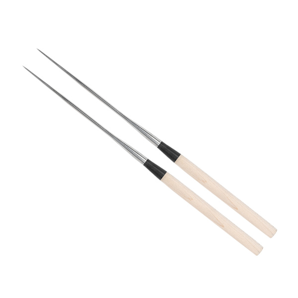 Rustfrie stål spisepinner japanske sushi spisepinner med trehåndtak kjøkkenutstyr S-størrelse
